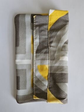 Yellow & Gray Geometric Cotton Clutch